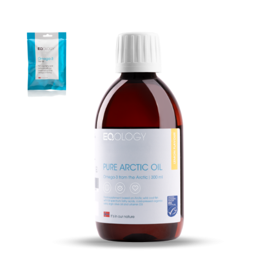 Eqology Pure Arctic Oil inclusief Omega 3-index test voor inzicht in de verhouding tussen omega 3 en omega 6 vetzuren. Eqology Pure Arctic Oil inclusief Omega 3-index test voor inzicht in de verhouding tussen omega 3 en omega 6 vetzuren.