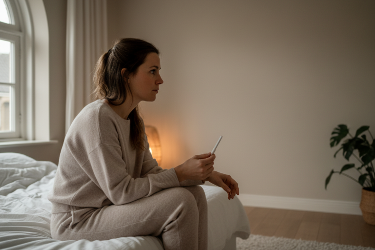 Vrouw met kinderwens die stress en spanning ervaart rondom vruchtbaarheid