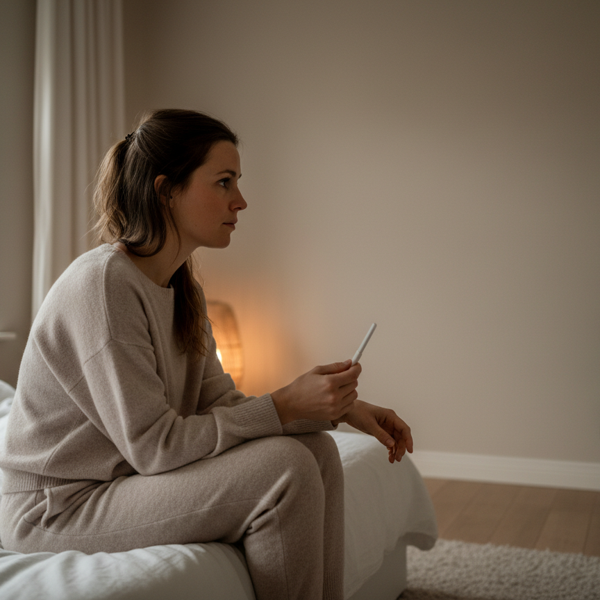 Vrouw met kinderwens die stress en spanning ervaart rondom vruchtbaarheid